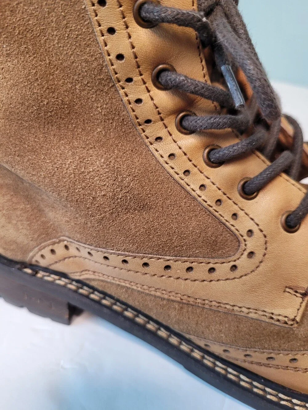 Mark Nason Los Angeles Ithaca Beaufort Wing Tip Brogue Tan Boots Mens Size 11